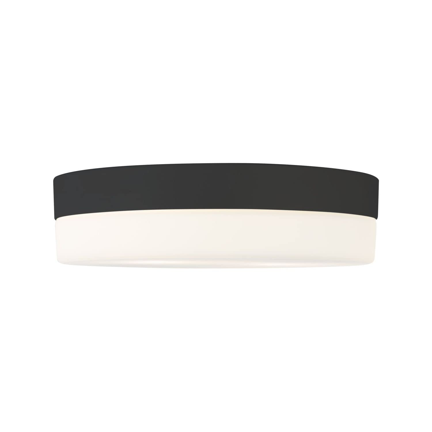 Licht-Erlebnisse Deckenlampe IP44 Badezimmer Ø 29 cm rund flach Weiß Schwarz blendarm E27 Deckenleuchte Bad Lampe