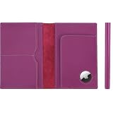 STAR VISTA Albatross Leather Travel Passport Holder, Minimalist Design, Calfskin Leather Case for Women and Men - Slim Passport Wallet, Bifold, RFID Blocking, with AirTag Holder, Violet