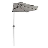  TronicXL Premium Design Sonnenschirm halbrund 3 m Durchmesser Alu Aluminium + Metall Gestänge Überdachung Pool Garten Gartenschirm Sonne Sonnenschutz Style modern Deko Stil (Grau)