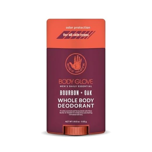 Body Glove Mens Whole Body Deodorant & Antiperspirant Bourban & Oak Scented - Full Body Scented Travel Deodorant for Men, Infused w/Shea Butter & Vitamin E - 2.8 oz.