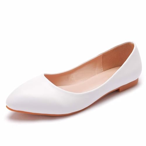 Comfortable Women's Ballet Flats - Slip On PU Leather Dress Shoes