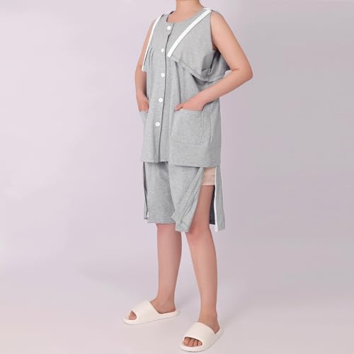 Short Sleeve Post Shoulder Surgery Shirts Patient Pajamas Set Breakaway Patient Clothing Pants for Men Women3