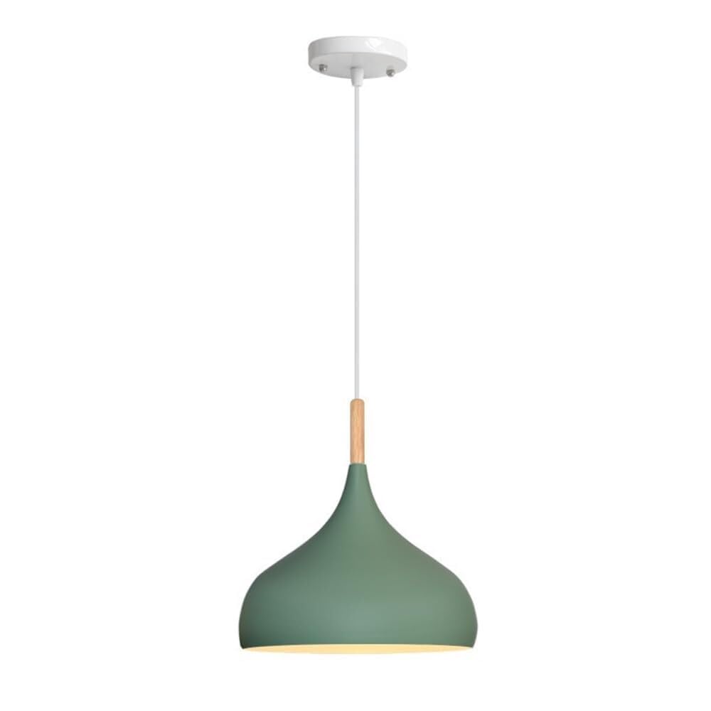 Hertl European Style E26 Pendant Light | Large Metal Lampshade | Modern Decorative Ceiling Hanging Lamp for Kitchens, Dining Tables & Cafes(Green)