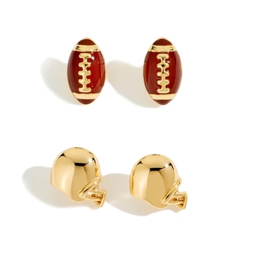 COORWEEL Sport Themed Statement Earrings 2 Pairs Football Novelty Stud Earrings for Women Sports Jewelry Gift