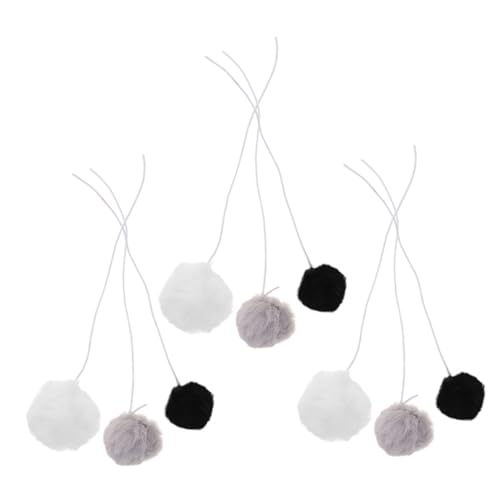 MERRYHAPY 9pcs Interactive Kitten Plush Balls with Rope for Cat Climbing Tower Engaging Pet Chasing for Indoor Kittens and Playtime Accessories