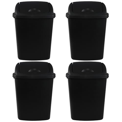 Pack de 4 canecas de basura de plástico negro 6 galones miniatura 2
