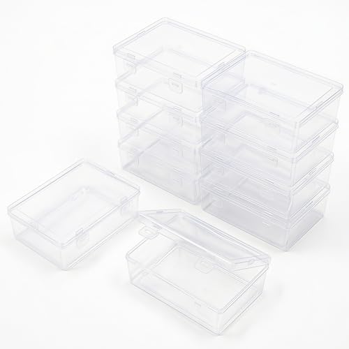 Image of Rectangular Clear Plastic Storage Containers, 5x3.46x1.69in | 10 Pack, Hinged Lid, For Beads and Small Craft Items