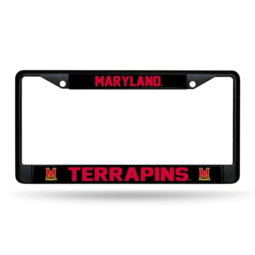 Rico Industries NCAA Maryland Terrapins Standard Black Chrome Frame with Decal Inserts 12" x 6" Car/Truck Auto Accessory