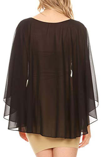 Sakkas Anya Women's Soft Chiffon Wedding Bridesmaid Bridal Cape Wrap Bolero Shrug2