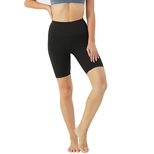 RYTMAT Pantalon de yoga taille haute pour femme, legging de gym sexy avec 3 poches pour entraînement, fitness, course à pied et loisirs, contrôle du ventre et soulève les fesses, Short noir, L Cover