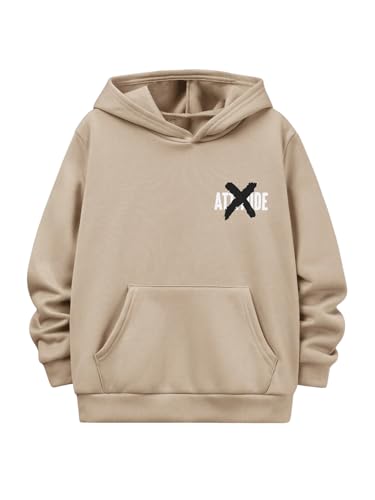 Floerns Boy's Graphic Letter Print Drop Shoulder Long Sleeve Pullover Hooded Sweatshirts2