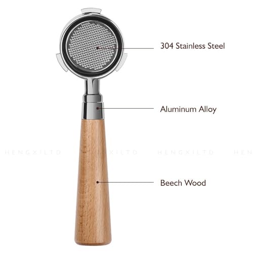 Image of 58mm 3 Ears Portafilter Bottomless Wooden Handle with 18g Basket and Compatible with Barsetto, Calphalon Temp IQ, CASABREWS, Neutron Pro, Breville Barista Mini /Max & More Coffee Machines.