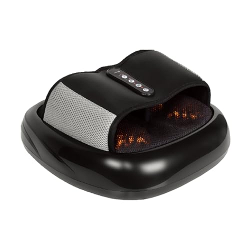 Masajeador de pies Majnesvon 3 en 1 con calor y diseño de zapatilla abierta: amasamiento Shiatsu y compresión de aire, acupuntura y reflexología, color negro para uso doméstico y como regalo miniatura 1