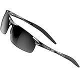 ATTCL Herren Polarisierte Sonnenbrille Sportbrille Fahr Angeln Golf brille UV400 Schutz (Schwarz-Linse/ Nicht-verspiegelt)