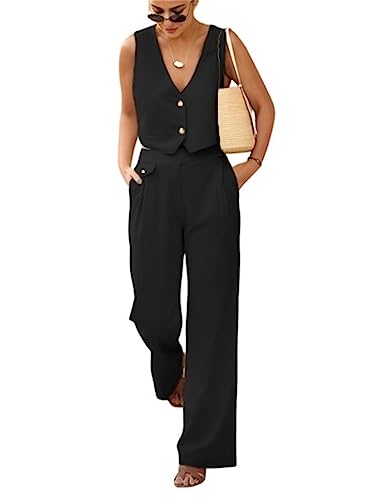 Mi Bo Tong Women’s 2 Pcs Waistcoat Outfits Sleeveless Lady Vest Suits Vest & Pants Suits for Business Work2