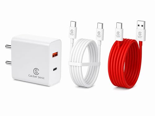 Image of 100W GaN Fast Charger with Dual Cable (USB-C to C & USB-A to C) | PD 3.1 Fast Charging Wall Adapter | Multi Device Charger for Laptops, Smartphones & Tablets