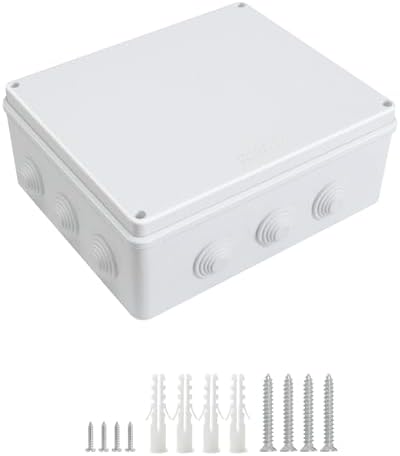 LeMotech ABS Plastic Dustproof Waterproof IP65 Junction Box Universal Electrical Project Enclosure White 11.8 x 9.8 x 4.7 inch (300 x 250 x 120 mm)