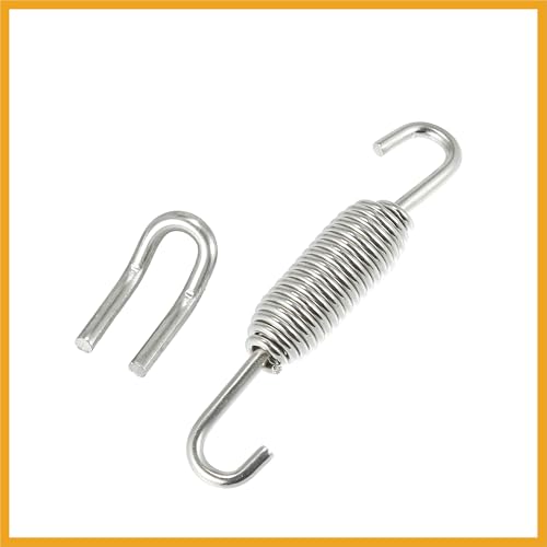 Image of 1 Set 31mm 1.22 inch Motorcycle Exhaust Pipe Spring with U Shape Hooks Stainless Steel Silver Tone Replacement