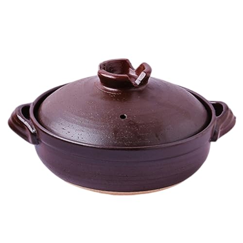 Peakjune Cazuela de Cerámica Japonesa,Cazuela de Barro,Cazuela Redonda de Cerámica,Olla de cerámica for cocinar,Resistencia a Altas temperaturas,para cocinar arroz,sopas y estofados