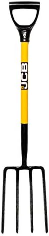 JCB - Professional Solid Forged Garden Fork - Lightweight Garden Digging Fork - Professional Metal Long Handle Heavy Duty Gardening Tool - Home Improvements, Digging, Mucking Out, Manure, Weeding
