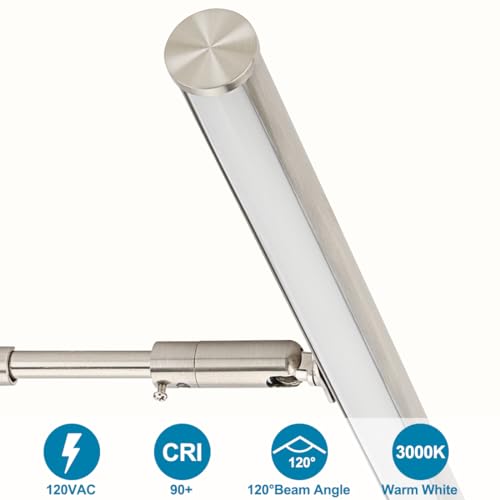 Image of Plug in LED Picture Lights for Paintings Brushed Nickel Finish | 16inch 3000K Adjustable Art Light Gallery LED Wall Light Wall Sconces for Display Art Work, 6W CRI90+, ETL Listed