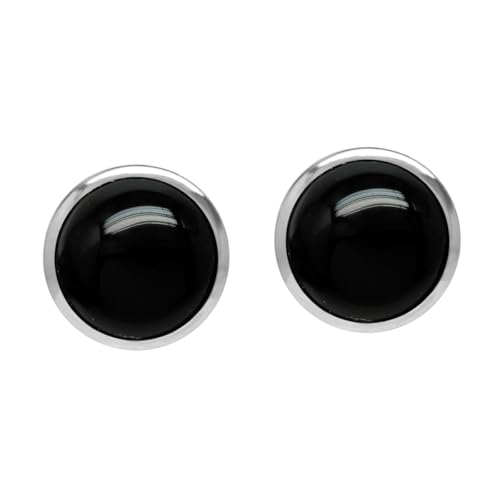 Silvershake 9mm Natural Round Shape Black Onyx White Gold Plated 925 Sterling Silver Stud Post Earrings by Silvershake - Used condition - Image 4