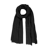 Nydotd Bufanda de verano de lino y algodón arrugado para mujer, chal largo para playa, hiyab con flecos, Negro -, 180.34 x 88.9 cm
