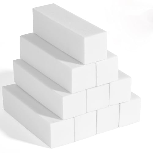 10er Set Buffer für Nägel Buffer Feile für Näge Professioneller Nail Buffer zum Schleifen von Acryl- oder Naturnägeln 4 waschbare Seiten für Maniküre Weiß