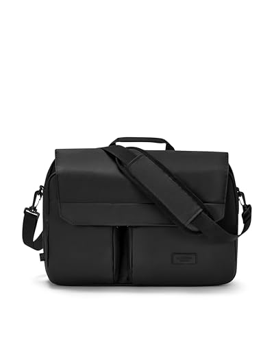 LARKSON Sacoche à Bandoulière pour Ordinateur Portable 17 Pouces Noir - Emil - Messenger Bag pour Travail, Affaires, Voyages - Pochette Homme - Sac à Main avec Sangle...
