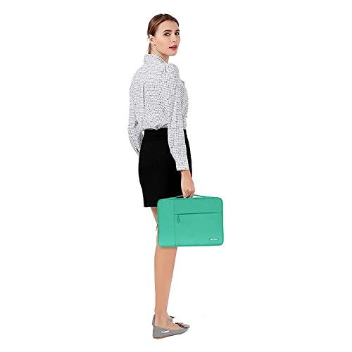 Image of MOSISO Laptop Case 13.3 inch, 13-13.3 inch Laptop Sleeve with Handle Compatible with MacBook Air /Pro 13 /Pro 14 M5 M4 M3 M2 M1,HP Dell ASUS Lenovo, Polyester Multifunctional Computer Bag, Biscay Green