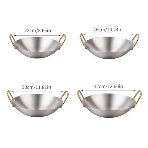 Wok de acero inoxidable para cocinar con mango doble miniatura 3