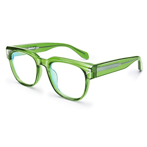 Image of VISOONE Square TR90 Blue Light Blocking Glasses with Anti Glare Computer Glass Woman and Men SAGE