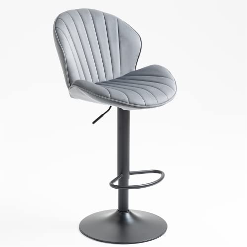 I-Pook Bar Stools Set Of 2 Swivel Adjustable Barstools With Back And Footrest Modern Counter Height Bar Chairs Lift Stools For Kitchen Bistro Pub Dining Room, Gray #TOP6