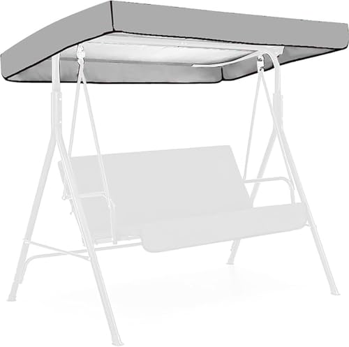 Auvent de remplacement for balançoire Hollywood, for 2 à 3 places, tissu Oxford 190D, Protection UV, auvent de remplacement, toit étanche pour(Grey)