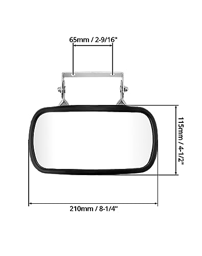 Espejo para tractor QWORK rectangular convexo de acero inoxidable con fijación en U 6