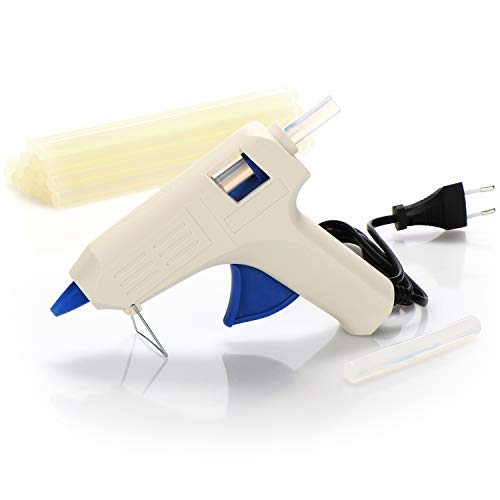 COM-FOUR® Pistolet à colle chaude avec 18 bâtons de colle 11 mm, colle chaude pour l'école, bricolage artisanat, pistolet à colle 40W (40 W - 18 bâtons de colle)