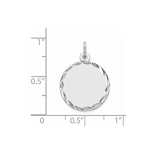 Solid 925 Sterling Silver Eng. Round Polish Front/Back Disc Charm Engravable Pendant - 23mm x 16mm2