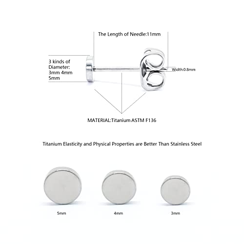 3 Pairs Titanium Stud Earrings Set, Hypoallergenic Women Earrings Nickel Free Earrings for Sensitive Ears Classic Dainty Girls Earring Studs2