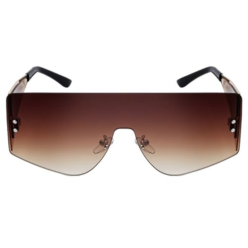 COTIA Square Rimless Sunglasses for Men Women Personality Irregular One Piece Shield Sun Glasses Eyewear2