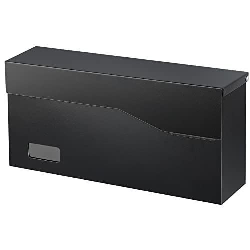 Image of xydled Wall Mount Mailboxes for Outside, Steel Hanging Metal Mail Box,Black | Textured Modern Post Box Package Drop Box for Outdoor House Home, ideal for magazines and mail storage, 14.56''x7.1''x4''