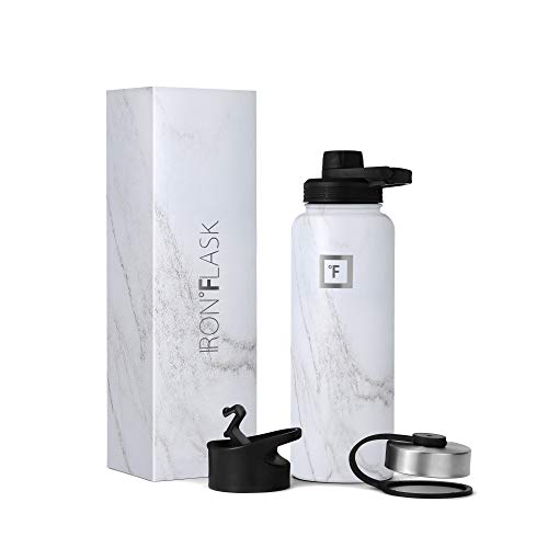 IRON °FLASK Sports Water Bottle - 40oz, 3 Lids (Spout Lid), Vacuum Insulated