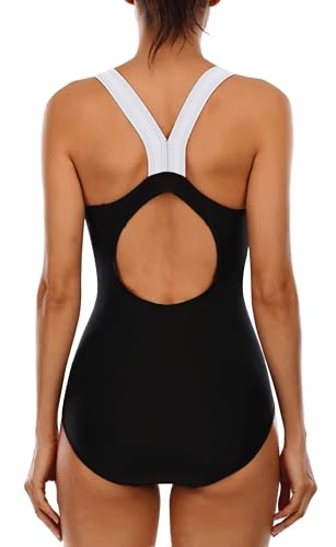 Image of beautyin Women's Colorblock Slimming One Piece Swimsuit Cross Back Bathing Suit