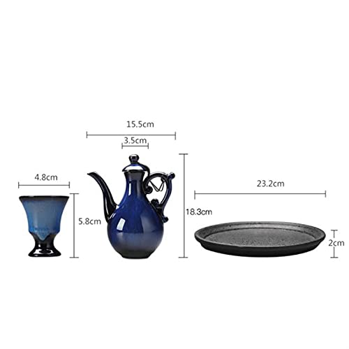 Rvvk Chinese Antique Wine Set, High-End Ceramic Set, Household Wine Jug X1, Wine Glass X10, Tray X1 #TOP1