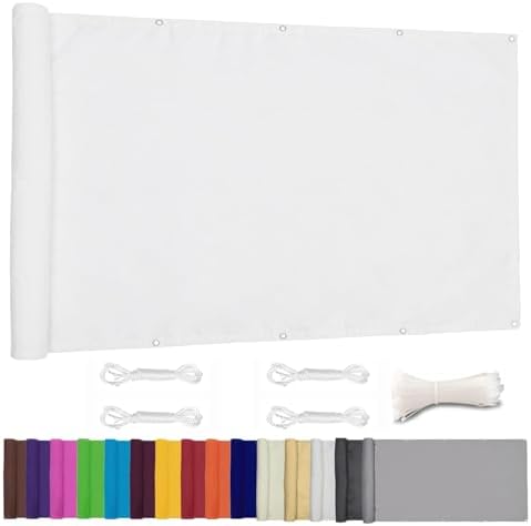 ZHhan Balcony Privacy Screen for Backyard Deck Patio Balcony Fence Porch Sun Shade PVC UV Protection Sun Wind 8 Days DeliveSapphire 14 Colors 20 Sizes 420D(White,2.3'x4.9')
