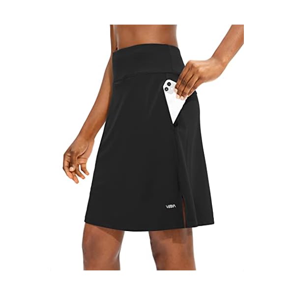 Viodia Women's 20" Knee Length Skorts Skirts Athletic Tennis Golf Skirt for Women Modest Sports Casual Summer Skirt with 5 Pockets Black
