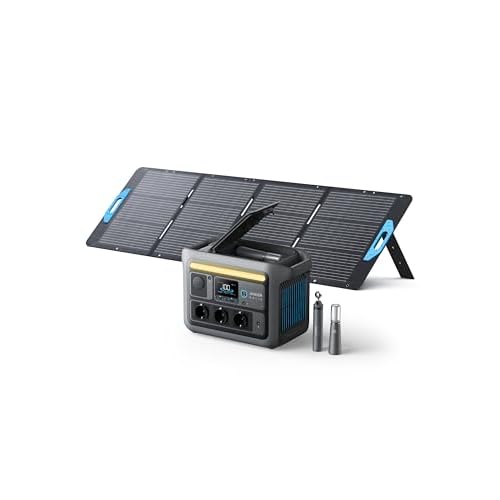Anker SOLIX C800 Plus Tragbare Powerstation mit 200W Solarpanels, 1200W (1600W Spitzenleistung) Solargenerator für Campingbeleuchtung, 768Wh LiFePO4 Akkus für Camping, Wohmobil, Reisen, Stro