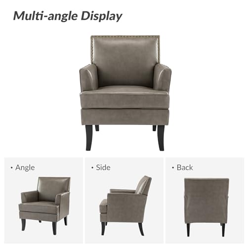Sillón Moderno Piel Sintética Gris miniatura 3