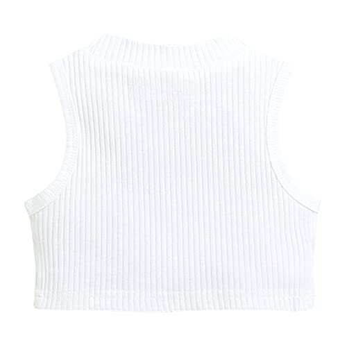Image of Hopscotch Girls Cotton and Spandex Sleeveless Checkered Skirt Set in White Color