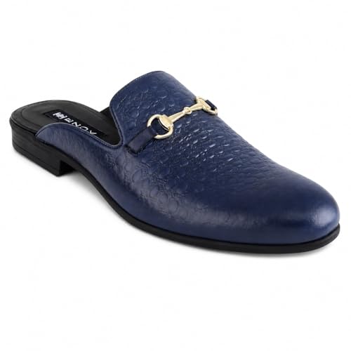 Image of Ezok Men's Leather Casual Mule Loafers | Stylish Slip-On Back Open Shoes for Party, Office & Casual Wear