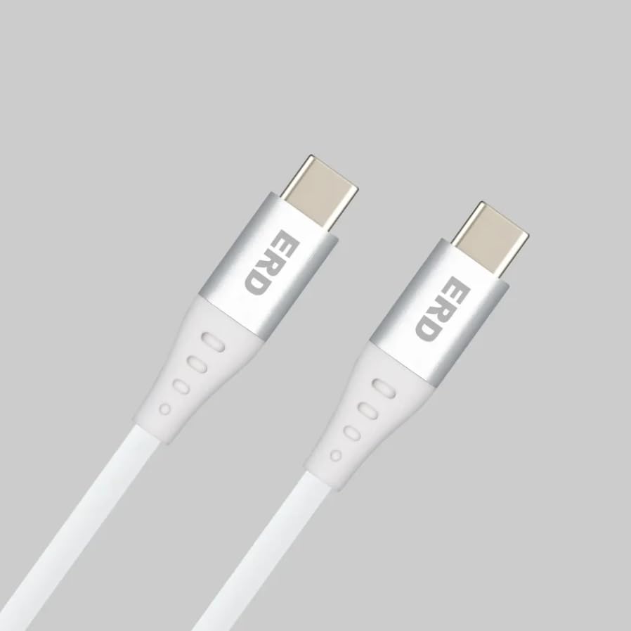 ERD UC-216 USB Type-C to C Data Cable, 65W Fast Charging, High-Speed Data Transfer, Durable, High Strength with 5mm OD cable, 1m Long, Compatible with Android Devices, Tablets, White-picture-17